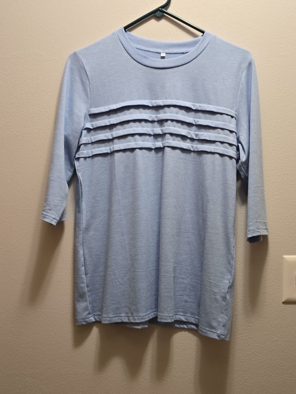 Light Blue Ruffle-Trim Women’s Top